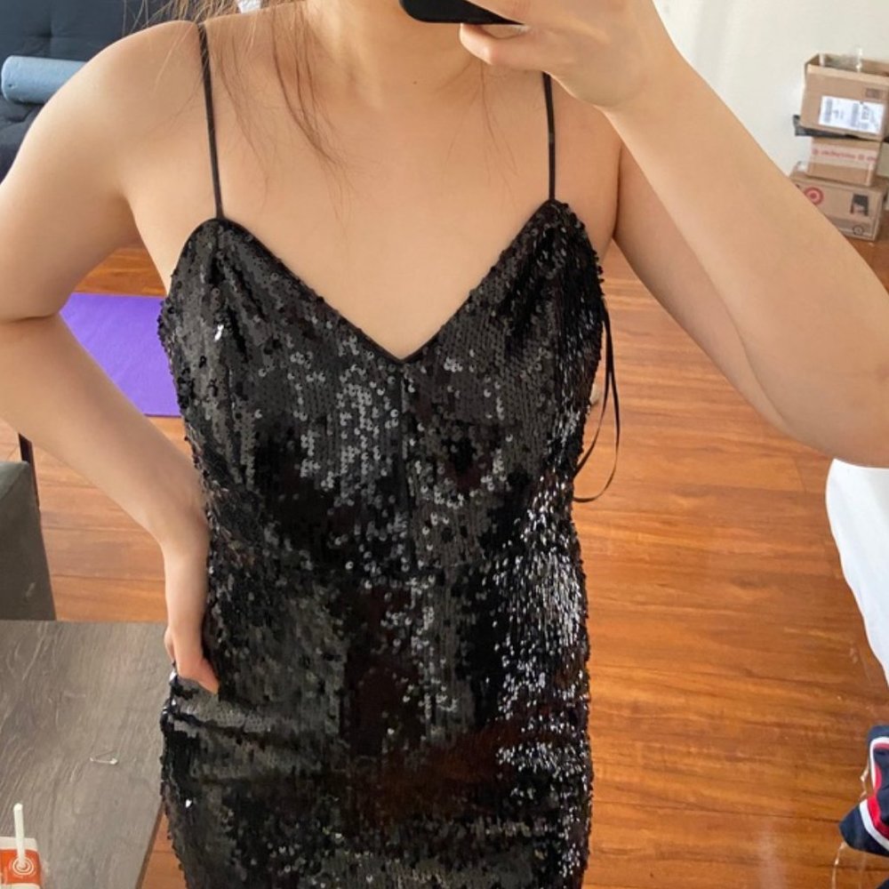 Lulu's Black Sequin Mini Dress